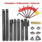 Держатель токарного инструмента для токарного станка, 21 шт.компл., 12 мм, твердосплавные втулки DCMT CCMT + гаечные ключи для токарного станка