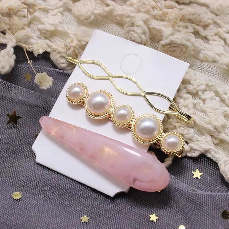 

Simple 1PC Barrettes Vintage Metal Imitiation Pearl Women Korea Hair Clips Metal Ball Hairpins Hair Accessories