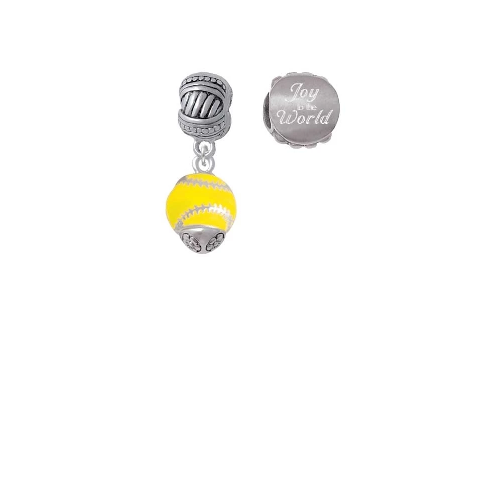 Silvertone желтый Софтбольный матч с шить Spinner Радость миру Шарм бусины (набор из 2)| |