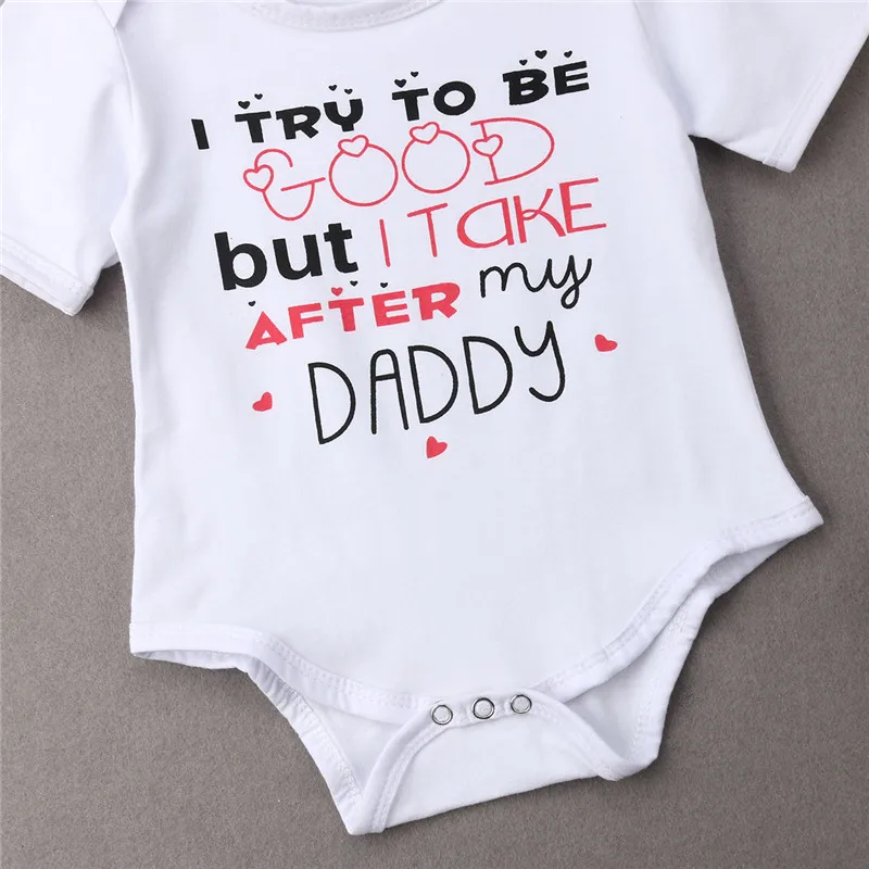 Casual Newborn Baby Boys Girls 100%Cotton Bodysuit Short Sleeves O-Neck Funny Letter Printed Jumpsuit Summer Clothes 0-18M | Детская