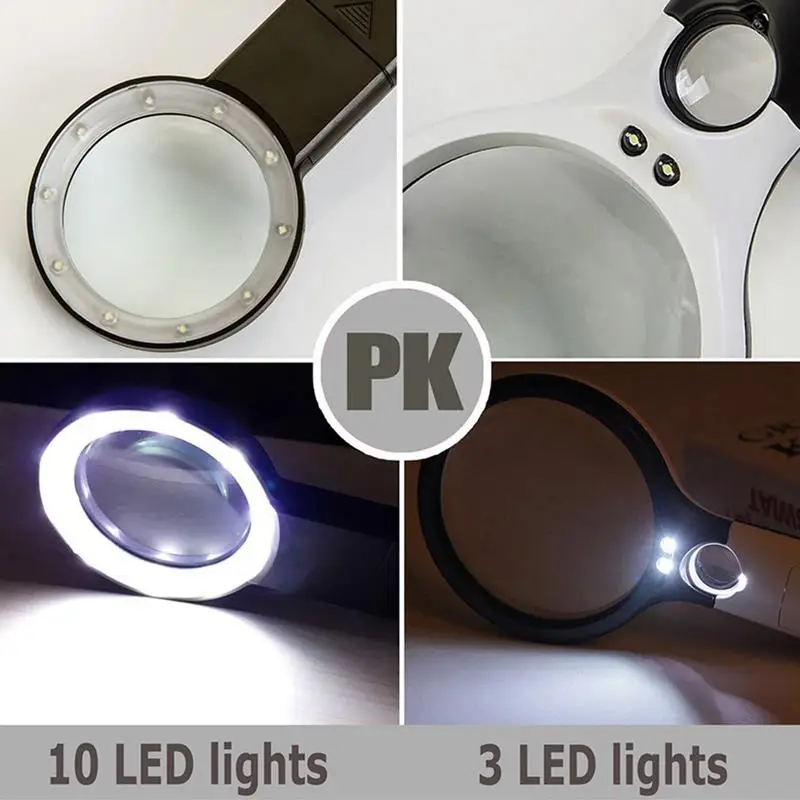 Горячая Распродажа светильник лупа для чтения увеличительное стекло с 10 Led 6X Лупа