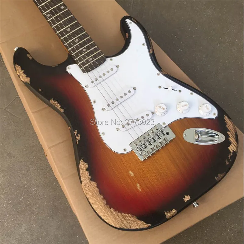 In Stock Antique relic electric guitar ST do old wholesale and retail free shipping Real photos 3TS | Спорт и развлечения
