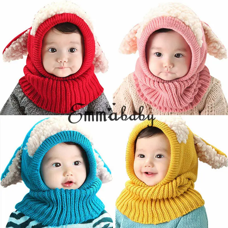 Pudcoco Baby Hats Girls Boys Winter Beanie Warm Hat Hooded Scarf Earflap Knitted Toddler Cap | Детская одежда и обувь