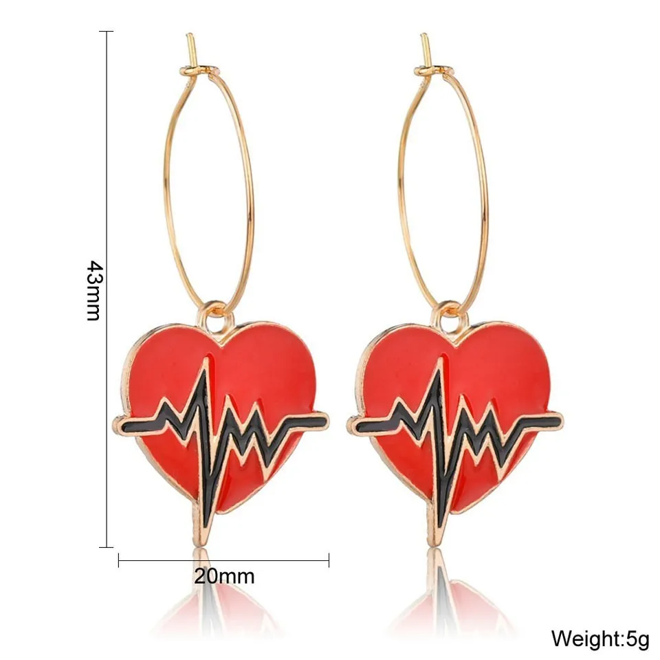 Женские серьги-капельки с красным сердцем ECG модные ювелирные изделия ручной