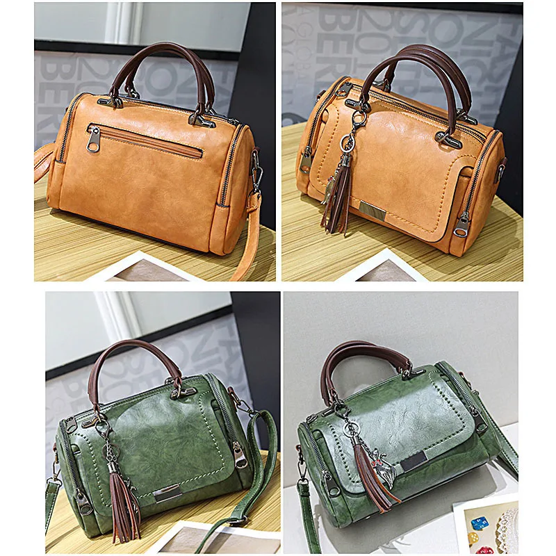Zipper Crossbody Bags For Women New Vintage Ladies Leather Handbags Women Bags Designer Tassel Shoulder Bag Female