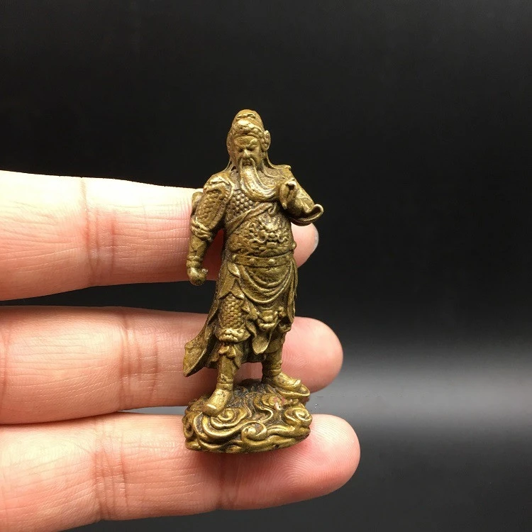 Собранные китайские латунные Резные маленькие статуи Будды Mammon Guan Gong Yu|Статуи и