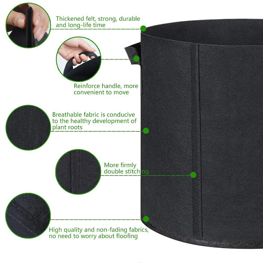 5 шт мешки для выращивания дышащей нетканой ткани цветочные горшки картофеля