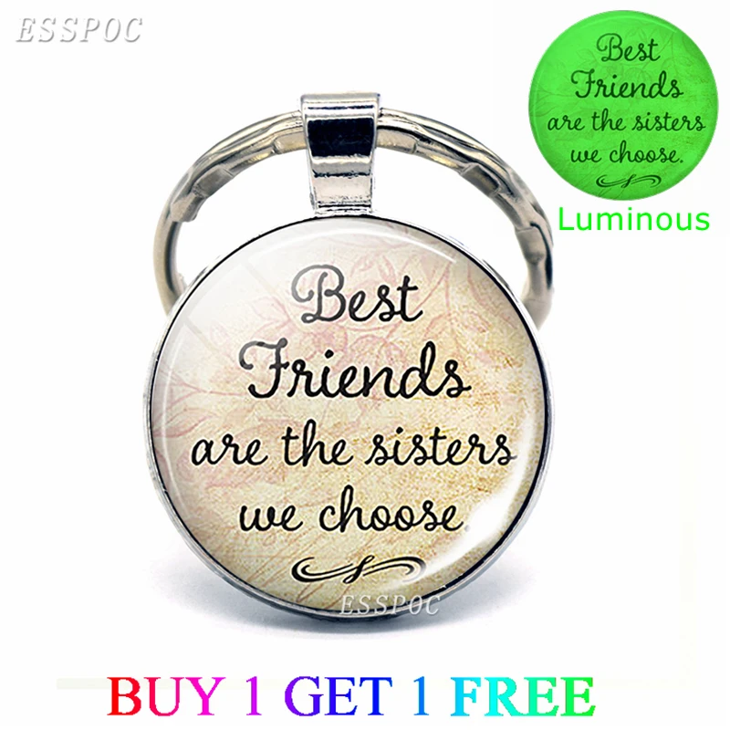 Брелок с надписью Best Friends Are The Sisters We Choose светящийся стеклянный ювелирный