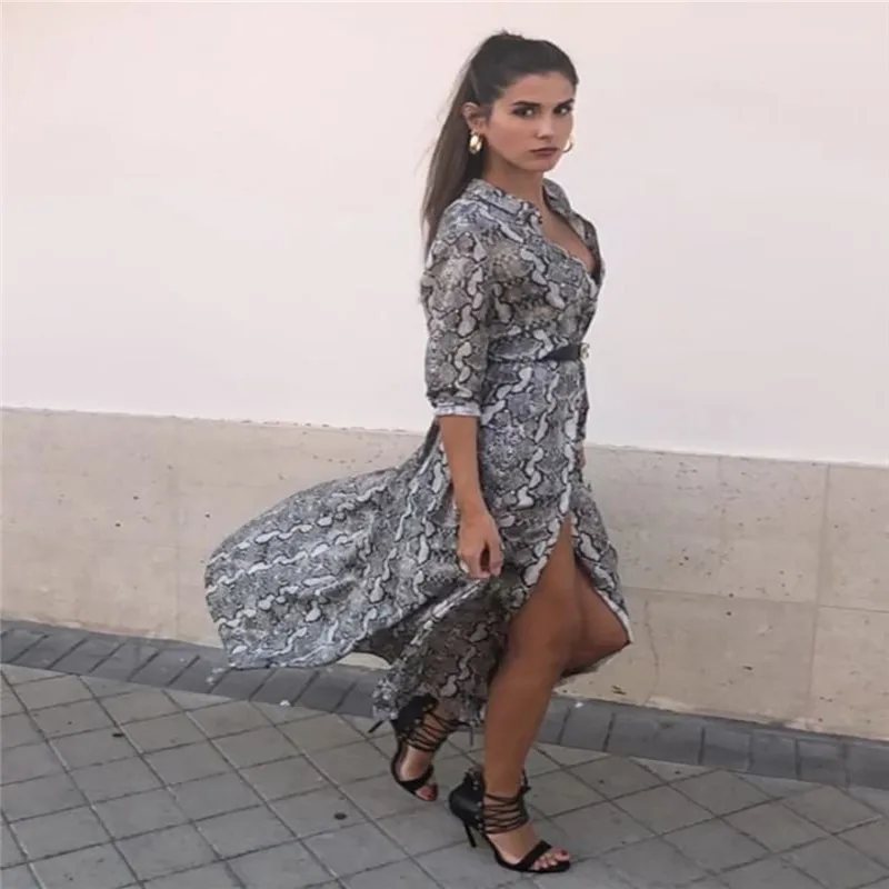 Женское платье из полиэстера Boho повседневное пляжное с длинным рукавом и