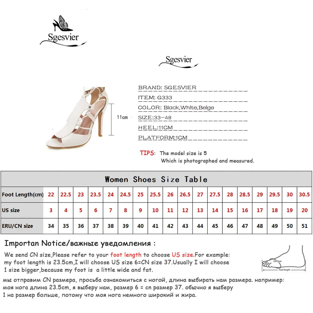 

Sgesvier Women's Over knee boots Summer boots High heels Thin heel Black White Cross Tied Female Sandals Big size 33-48 G333