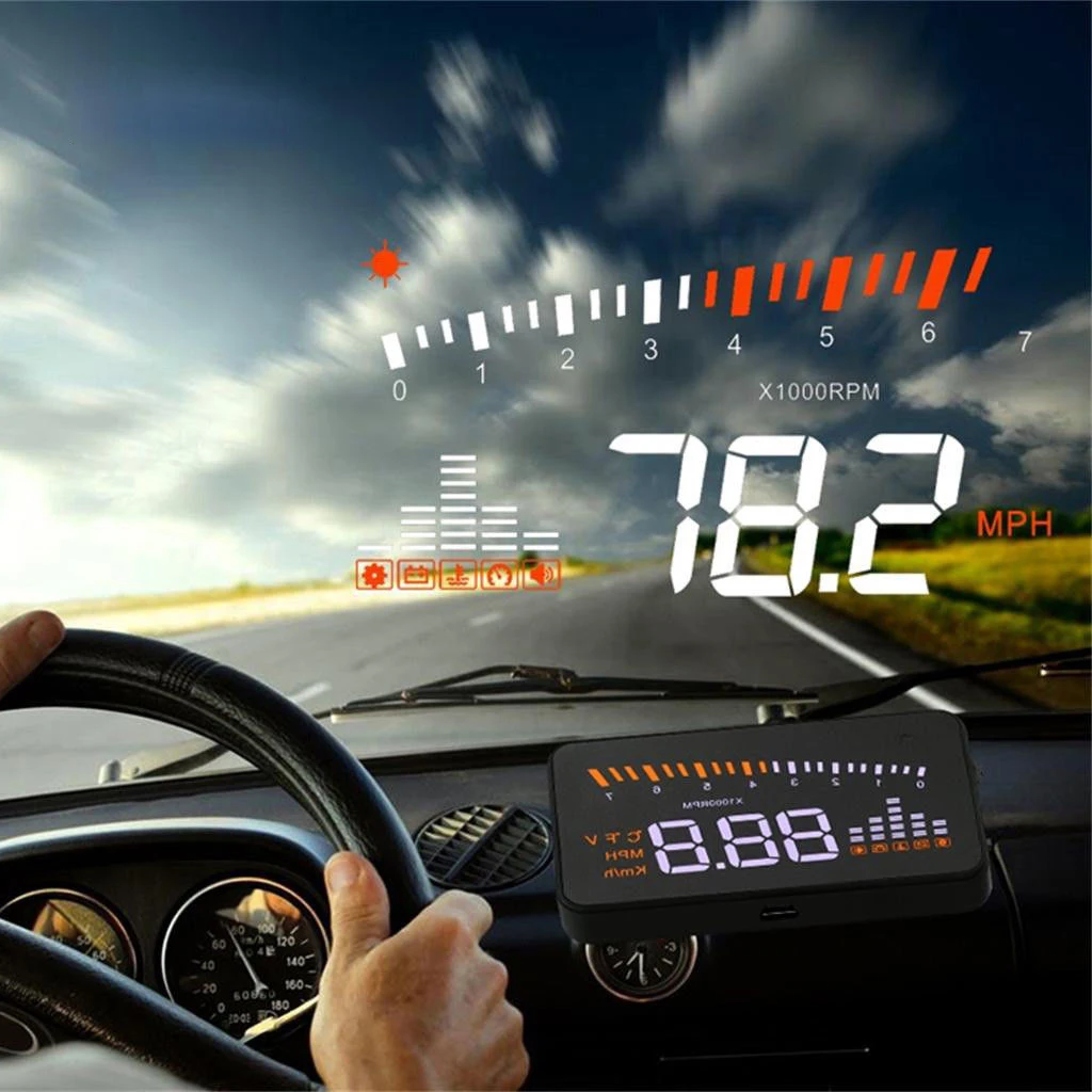 Автомобильный HUD Дисплей OBD2 II проектор Скорость ometer миль в час) или км/ч