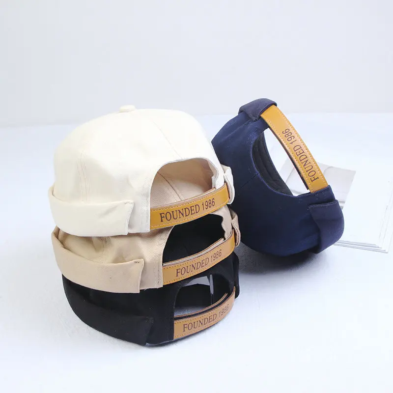 Retro Men Street Casual Docker Sailor Biker Hat Beanie Brimless Cap Unisex Pumpkin Vintage Beanies | Аксессуары для одежды