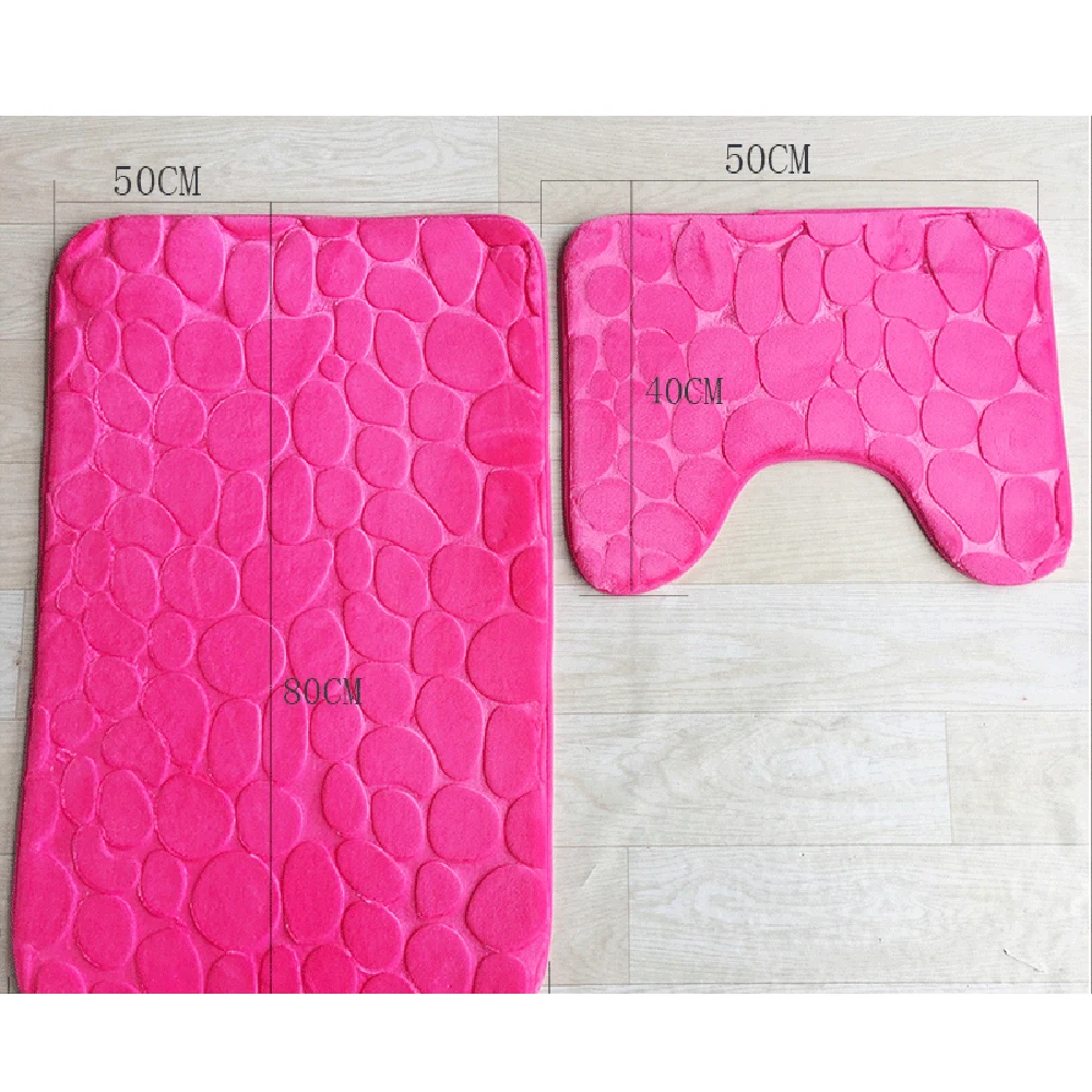 New 3D Stone Memory Foam 2pcs Bath Mats Set Anti-slip Floor Bathroom Toilet Rugs Absorbent Matrresses |