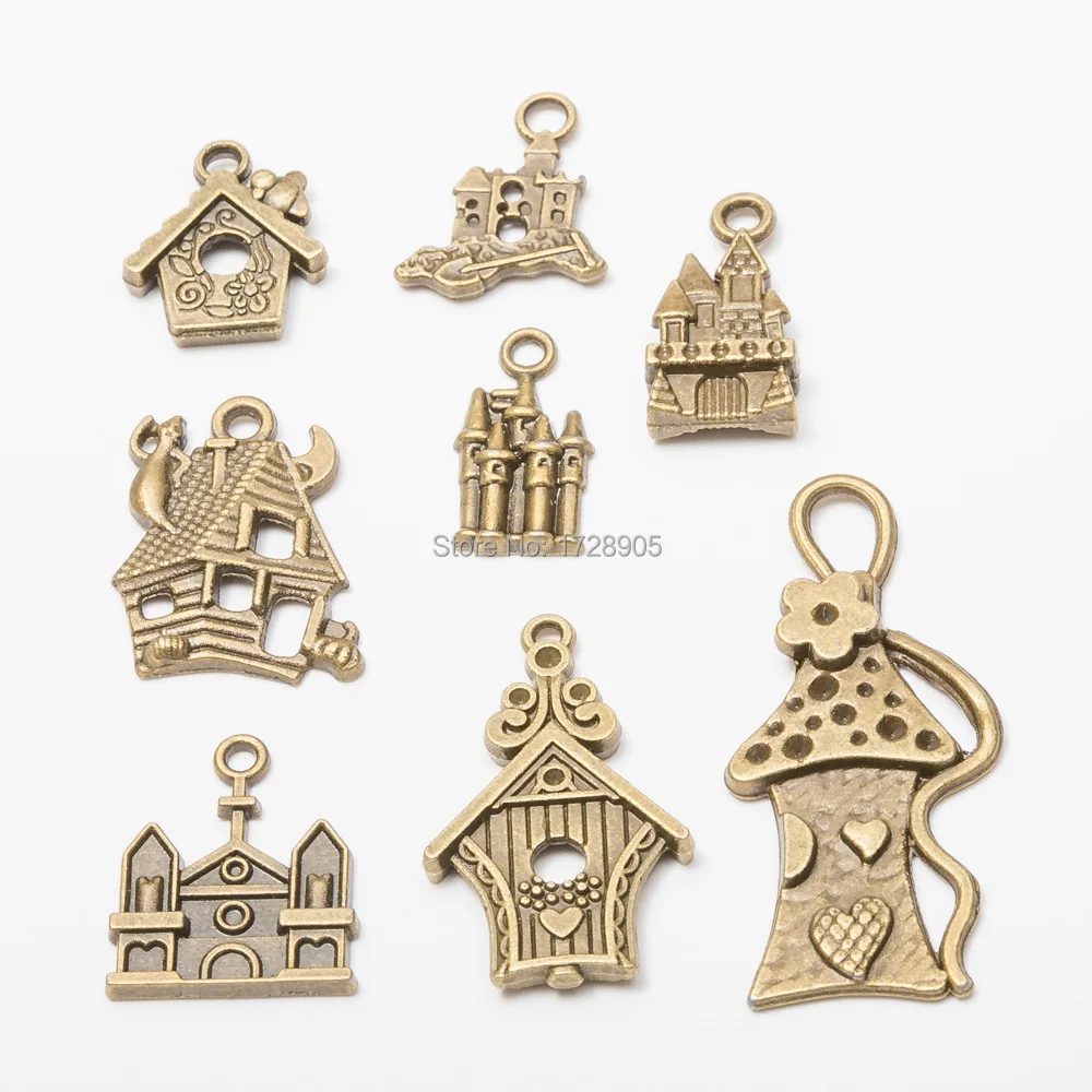 

Charm Pendant Castle House 10 pcs 24 mm 17 mm Antique Bronze Pendiente Bracelet Necklace Pendant DIY Jewelry Accessories