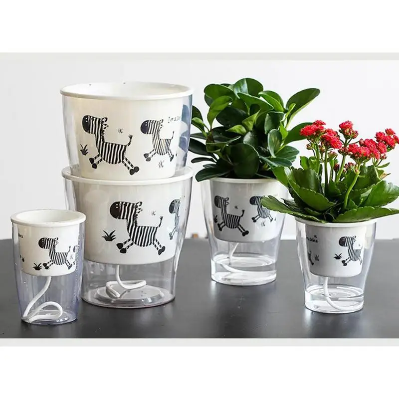 Домашний автоматический водопоглощающий цветочный горшок Зебра Декор