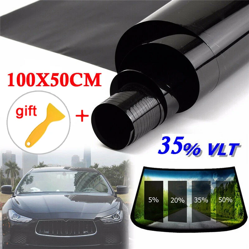 100x50 см новый автомобильный оттенок окна для дома 35% VLT черная пленка наклейка из