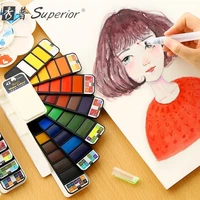 superior 18253342 colors portable solid watercolor paint set with water brush pen watercolor pigment for draw art supplies