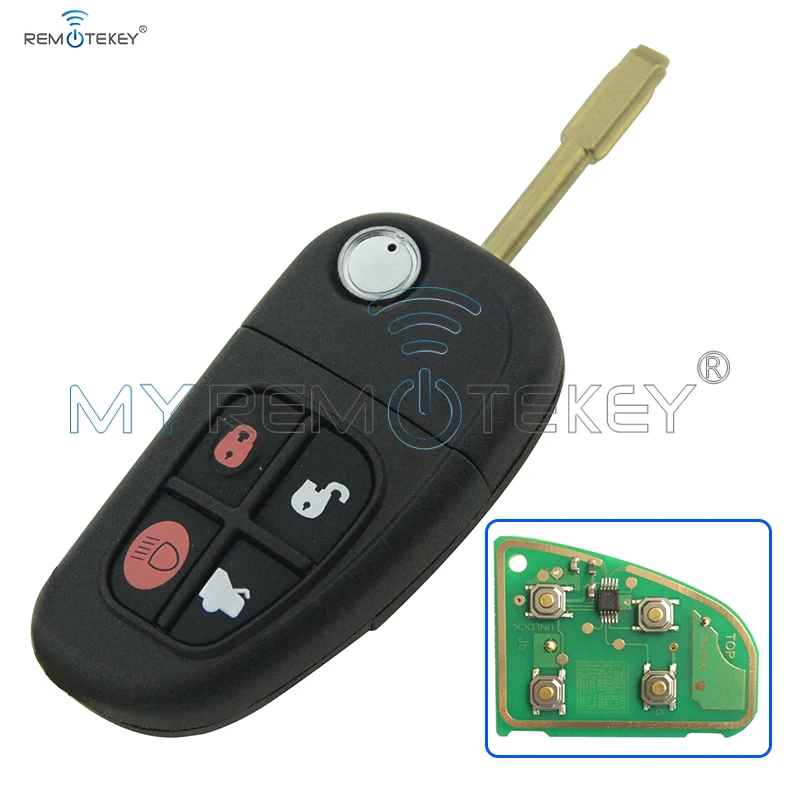 

Remtekey Flip remote car key 4 button 1X43-15K601-AE FCC NHVWB1U241 for Jaguar XJ XK S X type 434mhz FO21