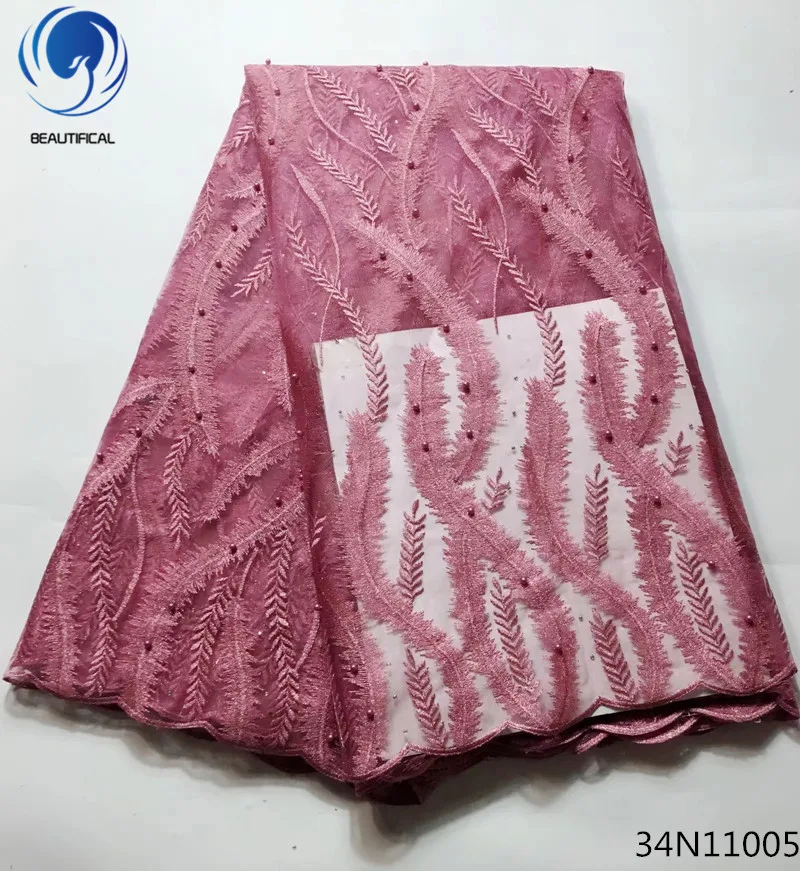 Красивая кружевная ткань в нигерийском стиле из золотого тюля одежда