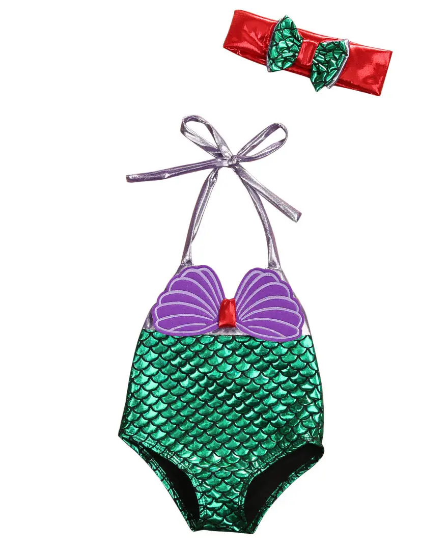 Детский купальник Цельный для девочек купальный костюм Русалочки милый бикини