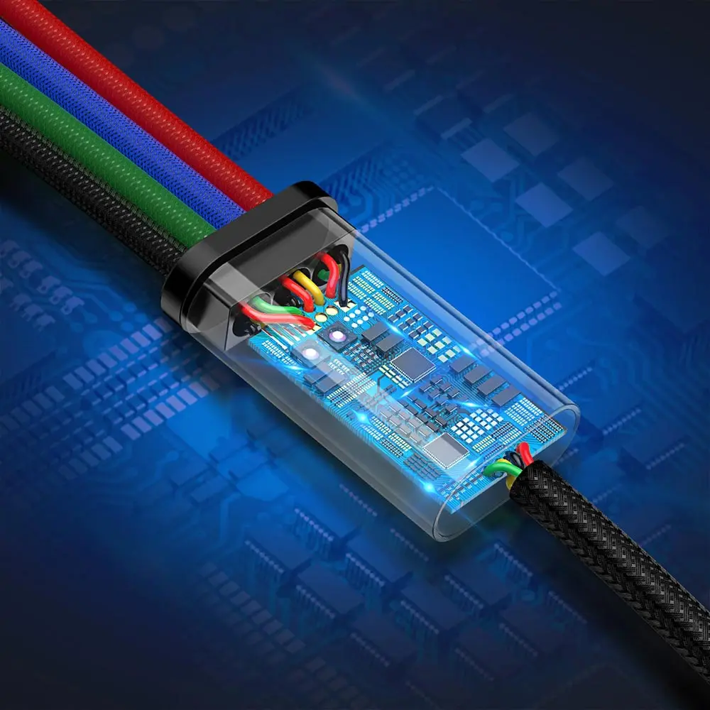 Baseus быстрая 4-в-1 зарядная Тип кабеля type-C Micro USB с двумя 8 Pin 1 2 м быстрой зарядки для