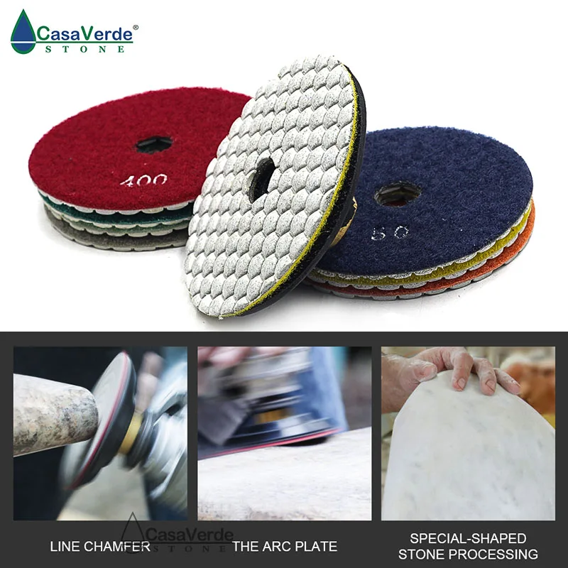 

Free shipping dry 4 inch diamond polishing pads 100mm 2.0mm thickness granite marble dry polishing
