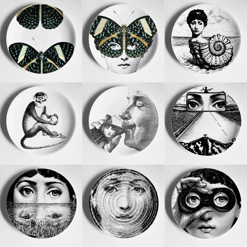 Italy Milan Creative Pattern Piero Plates Ceramics Wall Hanging Decorative Background Plate Nordic Style | Дом и сад