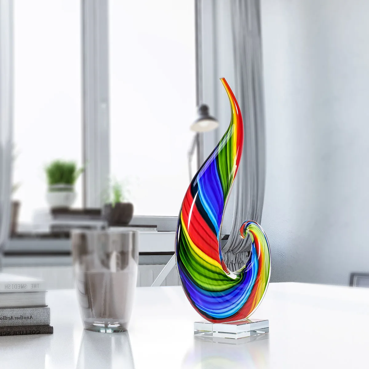 

Rainbow Glass Sculpture Hand Blown Glass Art Rainbow Sculpture Figurine Abstract Glass Sculpture Mullticolor For Living Room