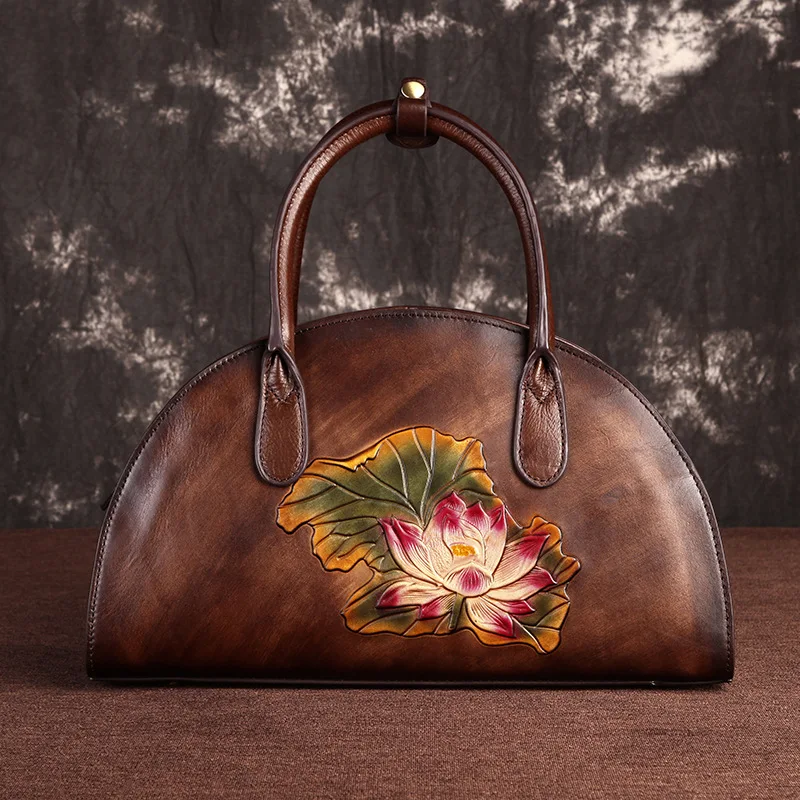 

Винтажные женские сумки-мессенджеры из натуральной кожи, роскошная дамская сумочка через плечо из воловьей кожи с Цветочным Тиснением