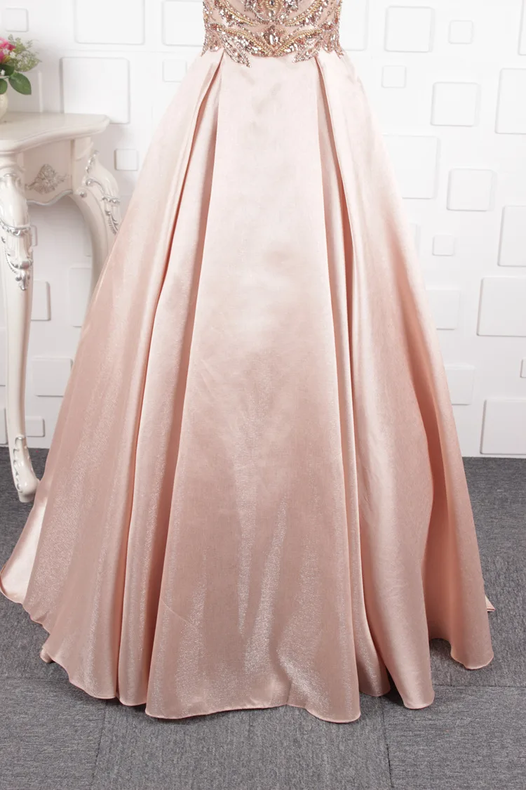 SSYFashion Новое роскошное розовое золото Атласное Вечернее платье высокого класса