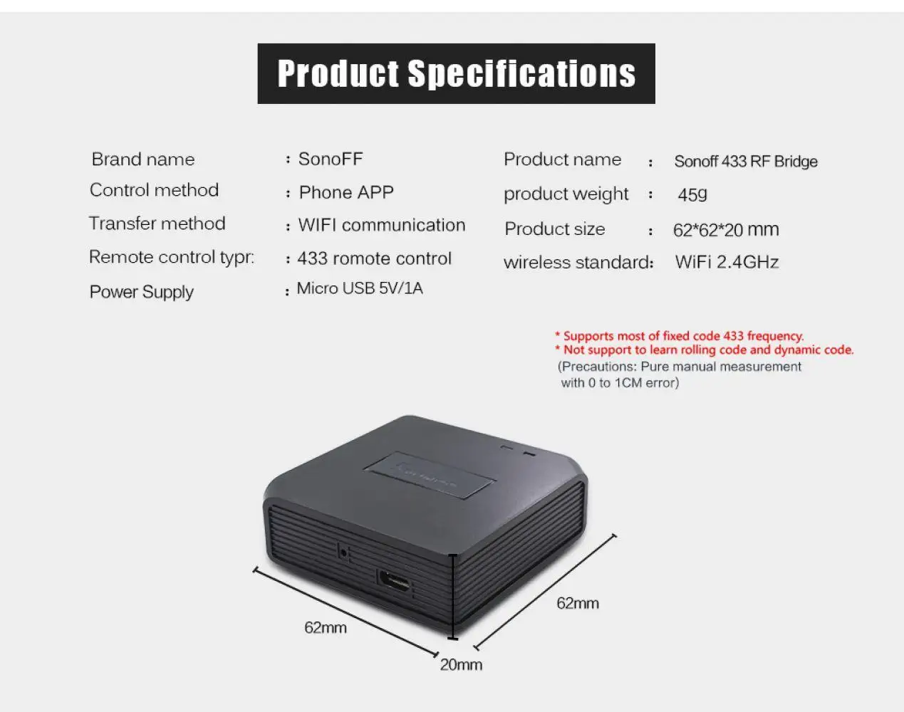 Sonoff RF мост 433 WiFi беспроводной умный дом пульт дистанционного управления МГц