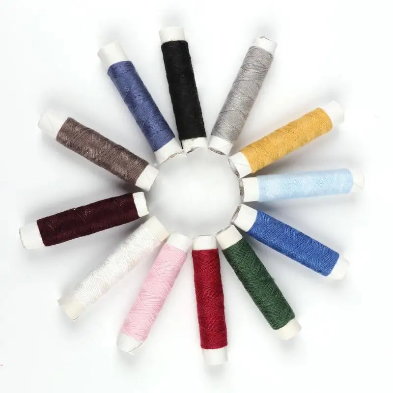 12 катушек разноцветная Полиэстеровая швейная нить ручная строчка квилтинг