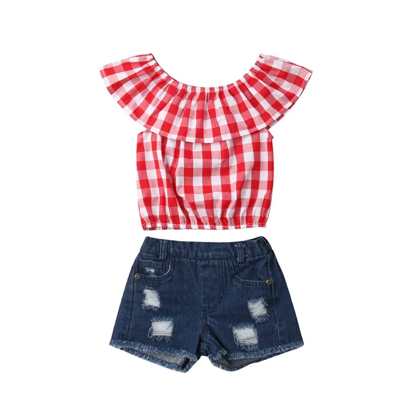 От 1 до 6 лет комплект одежды из 2 предметов для маленьких девочек клетчатые топы