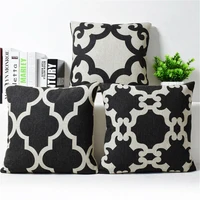 pattern black and white cotton linen throw pillow case waist cushion soft room gifts sing sides printing