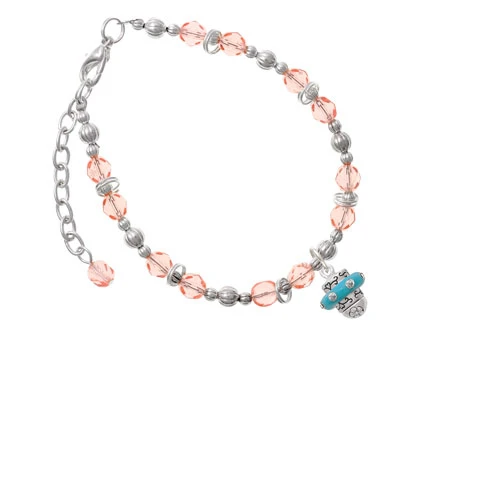 Браслет Silvertone Crystal Teal Spinner украшенный розовым бисером |