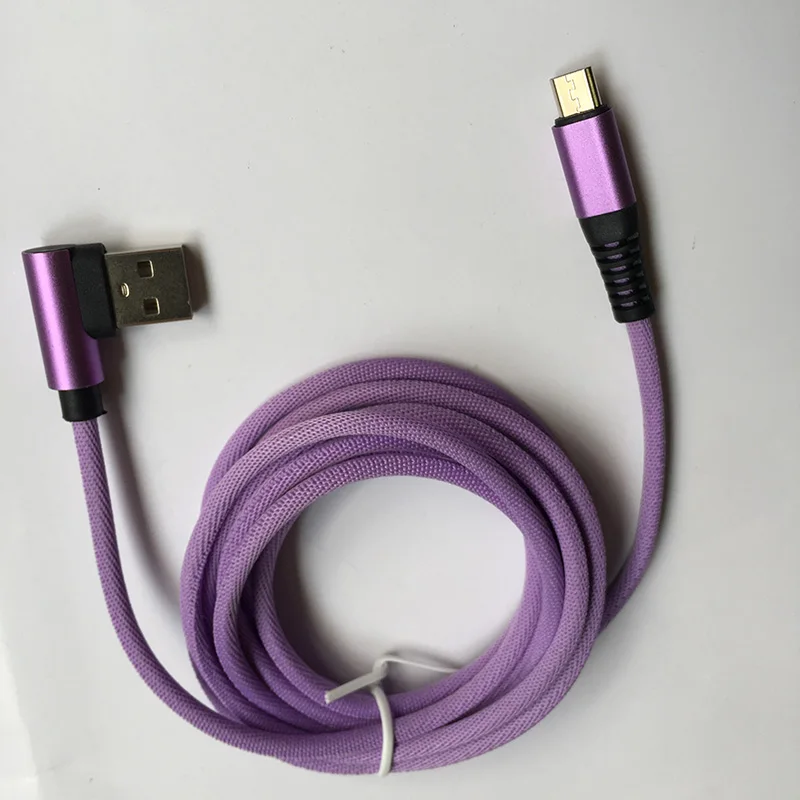 KKREFF 2 м 90 градусов цветной тканевый плетеный провод Micro USB кабель для samsung J4 J5 J6 J7