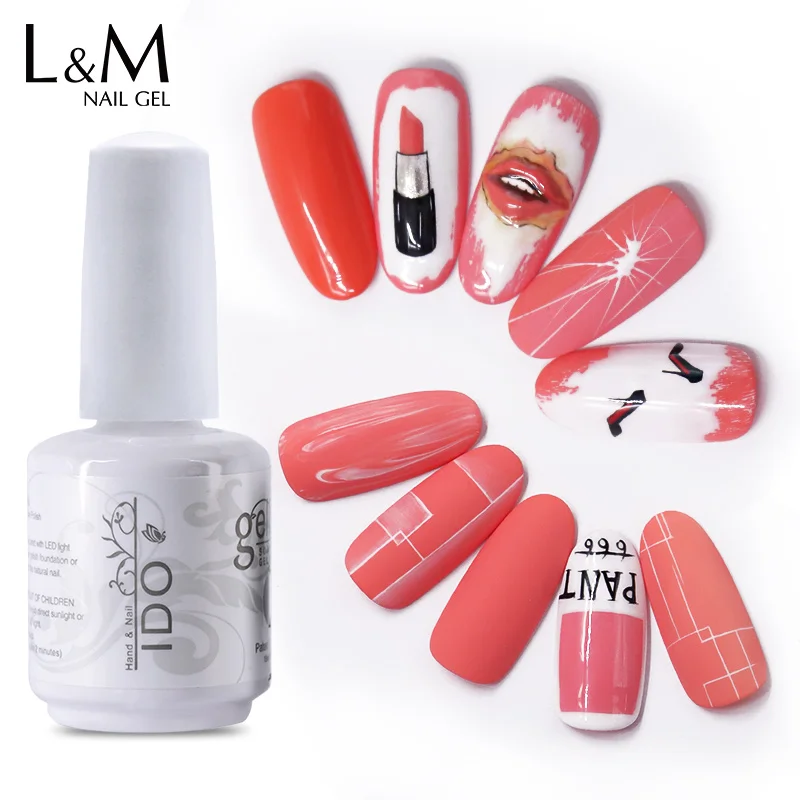 

12 Bottle Lot IDO Coral Red Orange Nail Art 15ml Pure Color Gel Nail Polish UV Gel Polish Soak Off