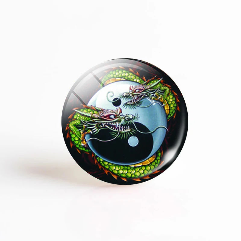 Стеклянные кабошоны Tai Chi Yin Yang 25 мм круглые бусины для самостоятельного