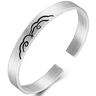 New Real S999 Sterling Silver Bangle Women Carved Clouds Bracelet 25g | Украшения и аксессуары