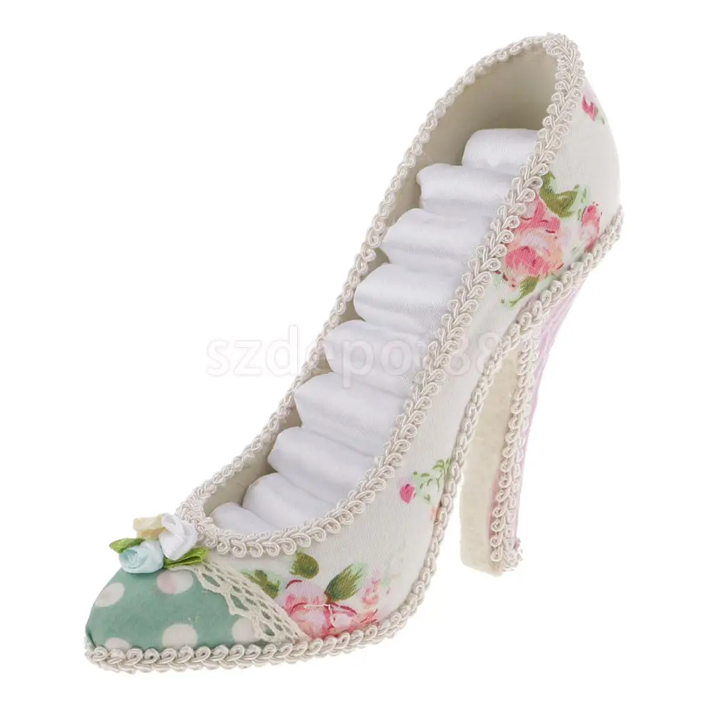 

Fashion Flower High-heeled Shoe Tiered Ring Holder Display Jewelry Organizer Holder Storage Wedding Xmas Gift Favor