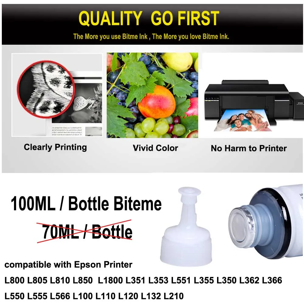 Чернила для заправки EPSON L800 L805 L810 L850 L1800 L351 L350 L551 T6731 T6732 100 мл | Компьютеры и офис