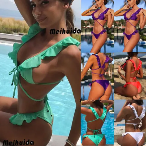 Женский раздельный купальник Thefound пикантный купальный костюм с рюшами и