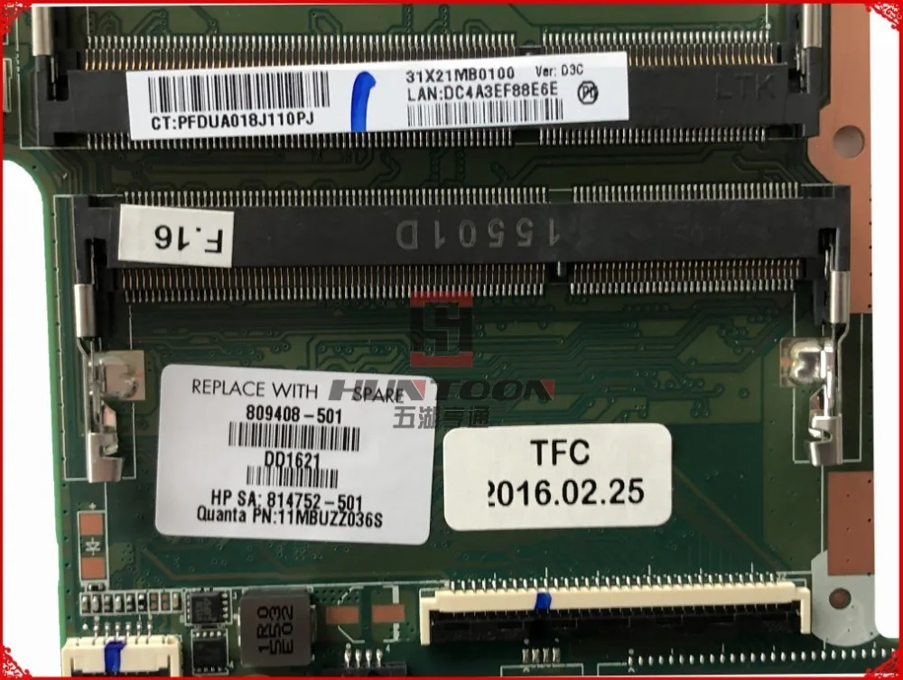 Высокое качество 809408-501 для ноутбука серии Pavilion 15-AB 15Z-AB материнская плата DA0X21MB6D0 X21