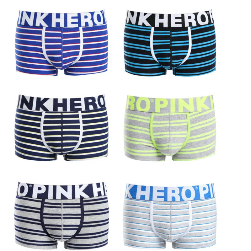 PINKHERO Fashion Underwear Cotton Men Boxer Shorts High Quality Men Panties Striped Male Underpants Comfortable So Cool