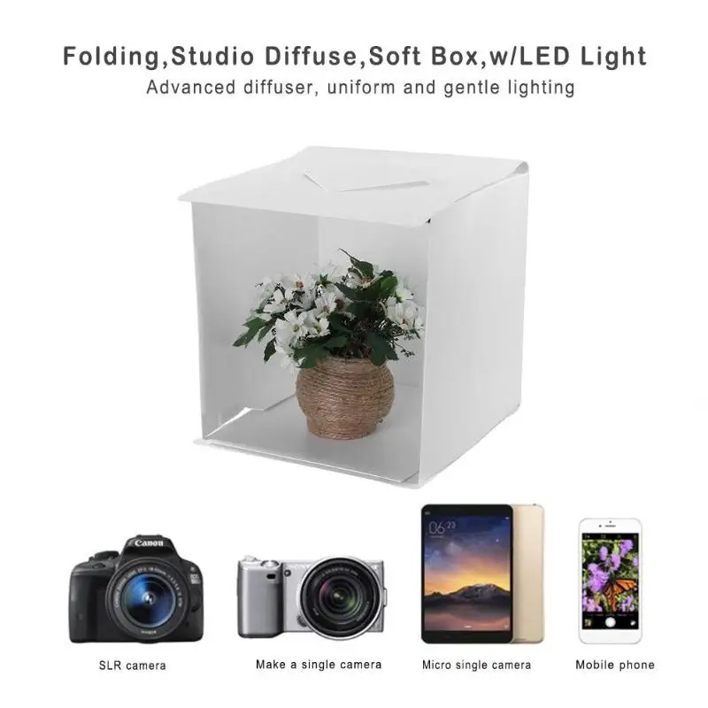 Portable Folding Studio Diffuse Photography Background Soft Box w/LED Light | Электроника