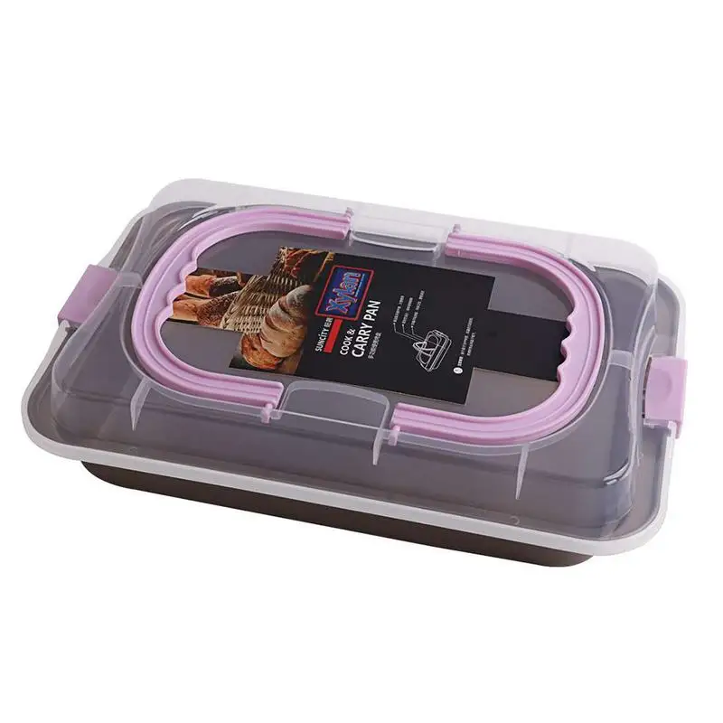 Baking Tray With Lid Portable Cake Bread Pan Oven Household Non-stick Carbon Steel Plate Baguette Tin |
