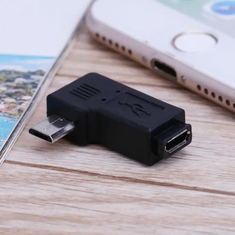 

Micro USB Female To Micro USB Male Adapter Charging Cable Connector Adapter Black Right Angle 90 Degree L Shape Adapter