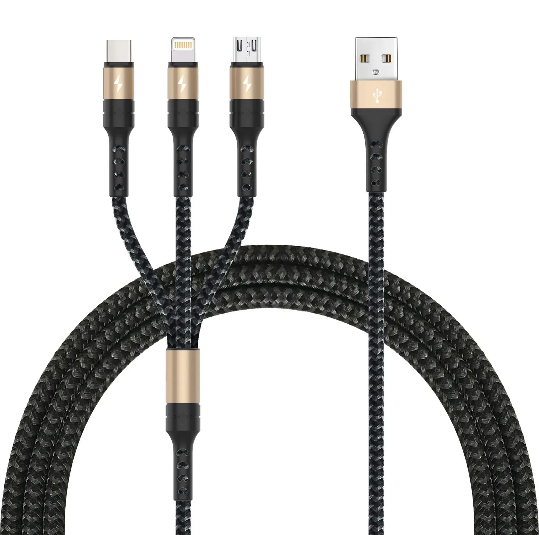 3 In1 мобильного кабель передачи данных телефона Тип C Micro USB для iPhone X 8 7 6 Plus 2A быстро