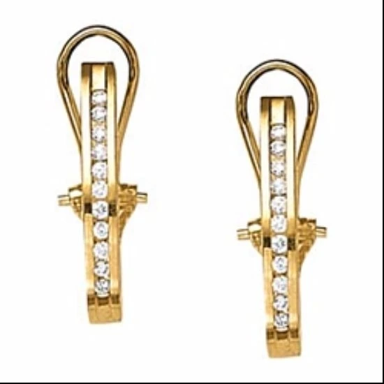 Modern Cubic Zirconia Hoop Earrings for Women in 14K Yellow Gold 0.50 CT TGW | Украшения и аксессуары