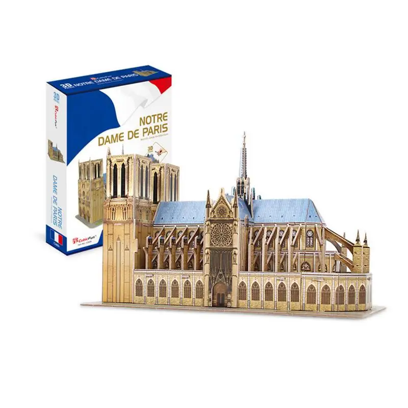 

3d Three-dimensional Puzzle Children's Toys Diy Handmade 3-6 Years Old Paper Classic Architecture Notre Dame 3D Model